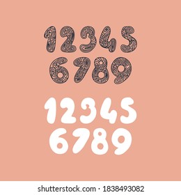 Hand drawn lettering numbers. Ink brush lettering for invitation card, calendar, poster, flyer, advertising design.