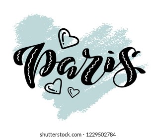 Hand drawn lettering "Paris" Logo vector design. Lettering for web, polygraphy, congratulations, promotional pictures news, invitations, postcards, banners, posters