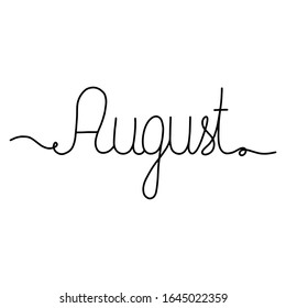 Hand drawn lettering phrase August. Month August for calendar. Ink brush lettering for winter invitation card.