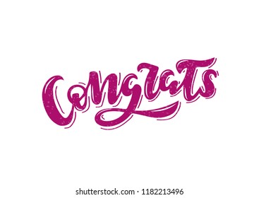 Hand drawn lettering phrase Congrats. Template for banner, poster, flyer, greeting card, web design.