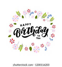 Hand Drawn Lettering Phrase Happy Birthday Stock Vector (Royalty Free ...