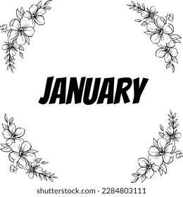Hand drawn lettering phrase January.