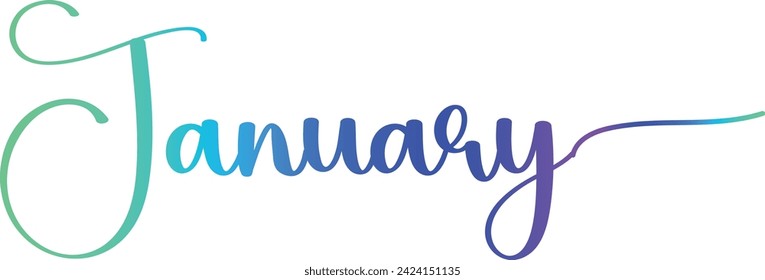 Hand drawn lettering phrase January. Ink brush lettering for winter invitation card. Month January for calendar. Handwritten phrase for banner, flyer, greeting card