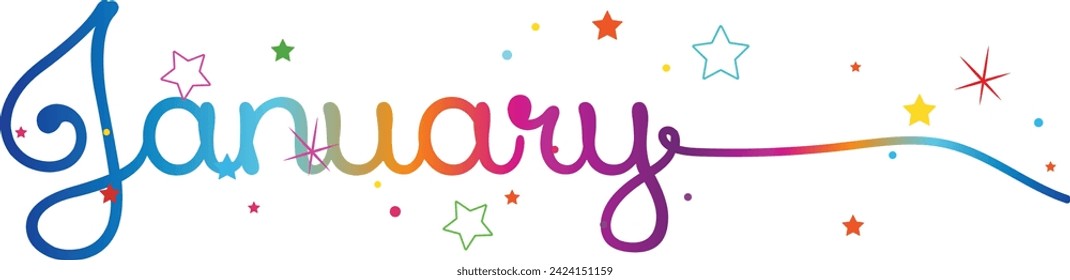 Hand drawn lettering phrase January. Ink brush lettering for winter invitation card. Month January for calendar. Handwritten phrase for banner, flyer, greeting card