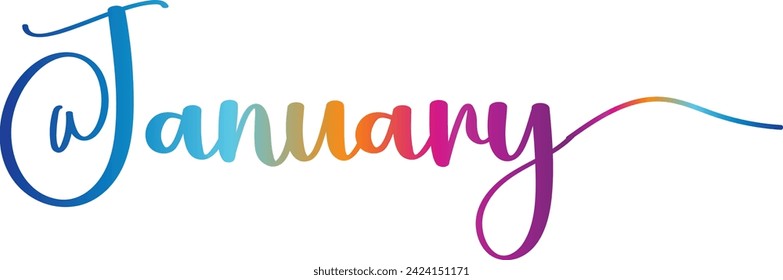 Hand drawn lettering phrase January. Ink brush lettering for winter invitation card. Month January for calendar. Handwritten phrase for banner, flyer, greeting card