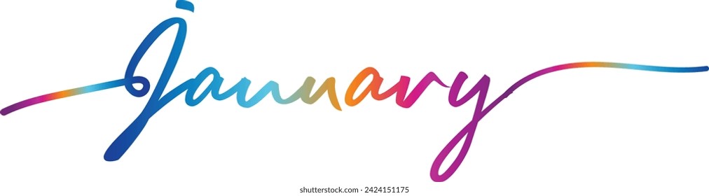 Hand drawn lettering phrase January. Ink brush lettering for winter invitation card. Month January for calendar. Handwritten phrase for banner, flyer, greeting card