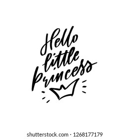 Hand drawn lettering phrase little princess for print, card, clothes. Modern calligraphy slogan  for girls.