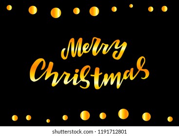 Hand drawn lettering phrase Merry Christmas. Good for banner, poster, flyer, greeting card, web design.