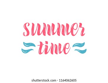 Hand drawn lettering phrase Summer time. Can be use for prints.