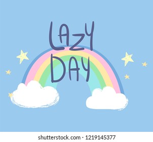 Hand Drawn lettering for postcards, Textile design print for children's pajamas.