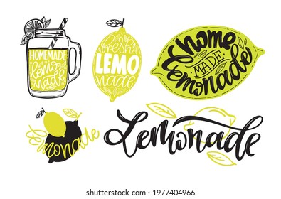 Hand drawn lettering quote about lemonade. Typographic menu design. Poster for restaurant or print template. Funny concept. Vector illustration