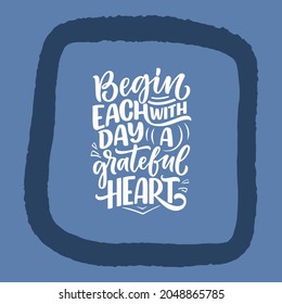 Hand drawn lettering quote about Gratitude. Cool phrase for print and poster design. Inspirational slogan. Vector