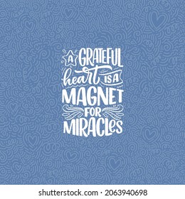 Cita escrita a mano sobre Gratitud. Frío para el diseño de la impresión y el afiche. Slogan inspirador. Ilustración del vector