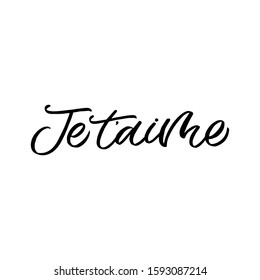 Hand drawn lettering quote. The inscription: Je t'aime. Perfect design for greeting cards, posters, T-shirts, banners, print invitations.