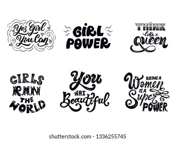 Hand drawn lettering quote with a phrase.T shirt, postcard hand lettered calligraphic design. Feminist slogan. Vector illustration