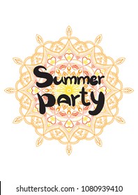 Hand drawn lettering quote - summer party. Summer vacations poster with text. Can use for print greeting cards, totes, posters and t-shirts
