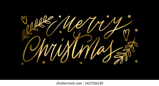 Hand drawn lettering quote template -Merry Christmas - with illustrations around. Unique vector script saying poster. Custom 
typography print for t shirts,bags,posters,merch,banners.