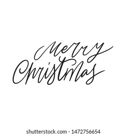 Hand drawn lettering quote template -Merry Christmas - with illustrations around. Unique vector script saying poster. Custom 
typography print for t shirts,bags,posters,merch,banners.
