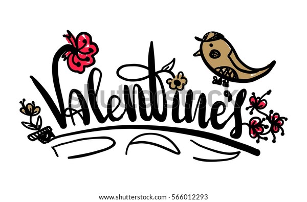 Hand Drawn Lettering Quote Valentines Day Stock Vector (Royalty Free