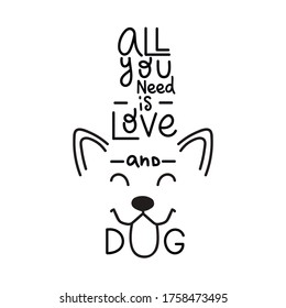 Hand drawn lettering quotes about dogs collections isolated on the white background. Brush ink vector calligraphy illustrations set for banners, greeting card, poster design.