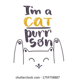 Hand drawn lettering quotes about cats collections isolated on the white background. Brush ink vector calligraphy illustrations set for banners, greeting card, poster design.
