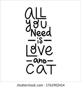 Hand drawn lettering quotes about cats collections isolated on the white background. Brush ink vector calligraphy illustrations set for banners, greeting card, poster design.