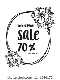 Hand drawn lettering sale with floral vector illustration