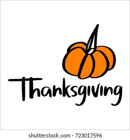 Hand drawn lettering for saying Thank you! on Thanksgiving Day. Vector decor elements for card and poster design. 