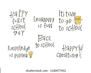 Hand drawn lettering  for school time decoration.Vector illustration. 