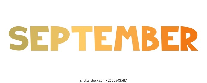 Setiembre dibujado a mano. Gradiente palabra de otoño para diseño