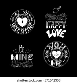  Hand drawn lettering set.  Creative typography for holiday greetings. Vector illustration.