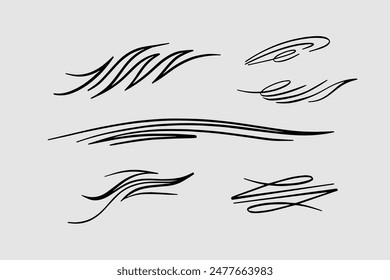 Conjunto de letras dibujado a mano de líneas de plástico, Vector gráfico, signos, logotipo.