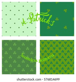 hand drawn lettering and set of seamless st Patrick's day patterns, tileable vector collection