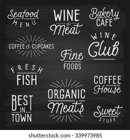 Hand drawn lettering slogans for cafe and restaurant. Vector illustration.