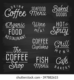 Hand drawn lettering slogans for cafe and restaurant. Vector illustration.