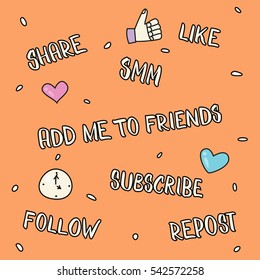 Hand drawn lettering social media lettering. Modern lettering and illustration. Vector design for blogging	