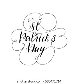 Hand drawn lettering "St. Patrick's Day" with flourishes. Vector illustration.