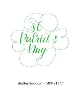 Hand drawn lettering "St. Patrick's Day" with flourishes. Vector illustration.