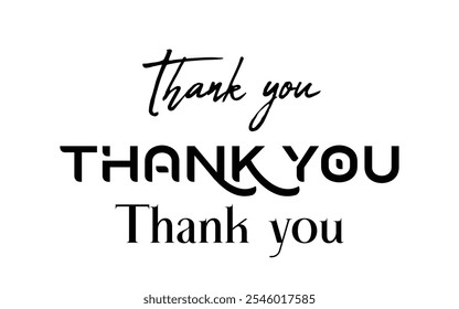 Hand drawn lettering style calligraphy illustration, Thank you Calligraphy vector fonts isolated from background
