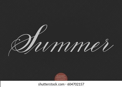 Hand drawn lettering "Summer". Elegant modern handwritten calligraphy. Vector Ink illustration. Typography poster on dark background. For cards, invitations, prints etc.   