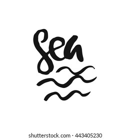 Hand drawn lettering, summer theme. Vector illustration, paint with brush. Isolated phrase on white background.