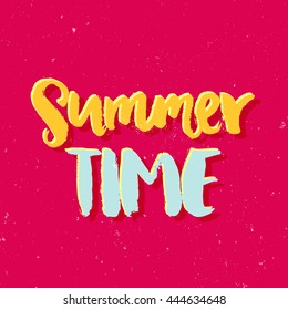 Hand drawn lettering, summer theme. Vector illustration, paint with brush. Design for prints, shirts and posters.