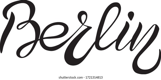Handgezeichneter Text Berlin auf strukturiertem Hintergrund. Stadt in Deutschland. Moderne Malerkalligraphie, Vektorgrafik. Print für Logo, Reise, Karte, Katalog, Website, Flagge, Poster, Blog, Banner.