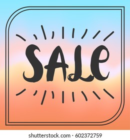 Hand drawn lettering. Text Sale on watercolor brush stroke. Handwritten text sale, Modern brush calligraphy