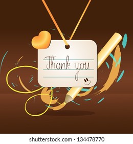 Hand Drawn Lettering - "Thank You" On Brown Background - Vector Illustration, Graphic Design Editable For Your Design.  Thanks Lettering Logo