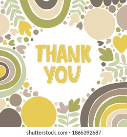 Hand drawn lettering Thank You. Colour vector illustration for Thanks card.