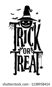 Hand drawn lettering Trick or Treat with sketch, Halloween greeting vector