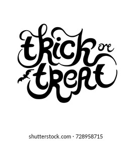 Hand drawn lettering Trick or Treat. Template for Halloween Party print, invitation, banner, poster. Halloween party design element. Isolated on background.