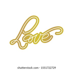 “Love” hand drawn lettering. Typography poster. Drawn art sign LOVE.  Valentine's Day poster card. Word for logotype, badge, icon, card, postcard, logo, banner, tag. 