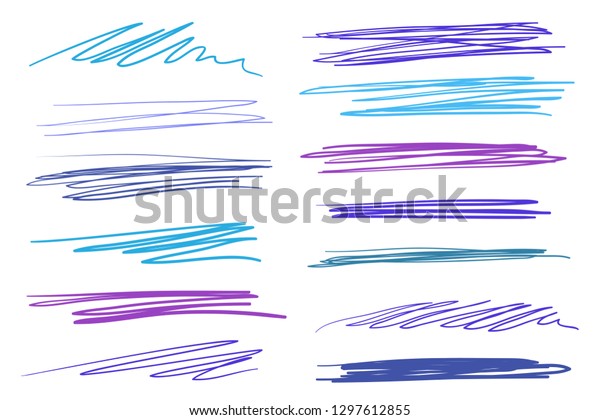 Hand drawn lettering underlines on\
white. Colored backgrounds with array of lines. Stroke chaotic\
patterns. Colorful illustration. Elements for posters and\
flyers